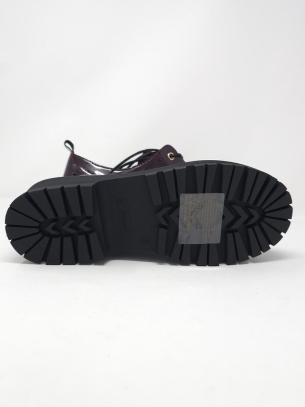 Chunky Platform Faux Leather Oxford Patent Wine Lug Sole Lace Up - Picture 5 of 11